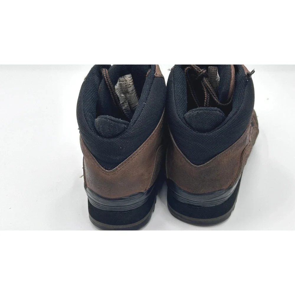 USA Olympic Mens Brown Leather Hiking Boots Mid Top Lace Up Gorpcore Shoe